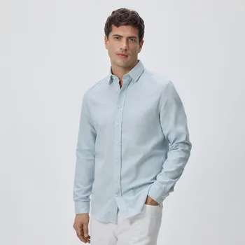 Reserved - Košile slim fit z egyptské bavlny - bleděmodrá - 563HT-05M - 563HT-05M-S