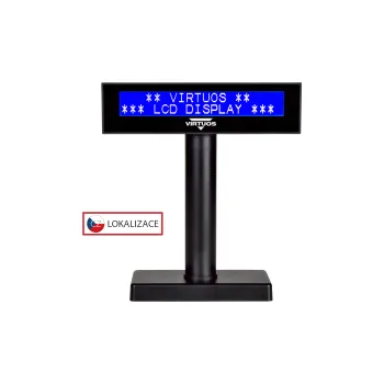 Kancelářská technika LCD zákaznický displej Virtuos FL-2026MB 2x20, serial (RS-232), černý