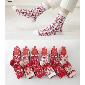 Dámské ponožky MIX 5 PÁRŮ Ponožky dámské vánoční VÁNOCE 35-39