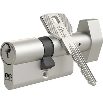 Vložka do dveří Assa Abloy FAB 3.02/BDKmNs 50+50 s knoflíkem, 5 klíčů Knoflík: Šestihranný