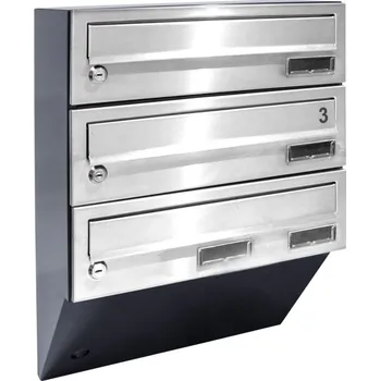 Poštovní schránka M37N U modulová schránka úkosová 3ks jmenovka + perforace RAL9006 + nerez