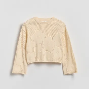 Dívčí oblečení Reserved - Bavlněný svetr - tělová - 813IE-02X - 813IE-02X-164