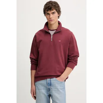 Pánská mikina Bavlněná mikina Levi's ORIGINAL HM 1/4 ZIP A8606.0015 burgundské 83X, vel. XXL