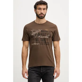 Bavlněné tričko Aeronautica Militare TS2535UJ00641 hnědá 88X, vel. XL