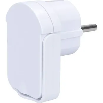 Solight zástrčka úhlová, nízký profil od stěny, IP20, bílá P56