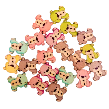 Knoflík Knoflík dřevěný medvídek (2,3 x 2,8 cm), Barva: Růžová