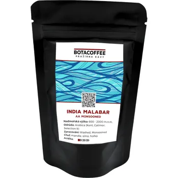 Káva BotaCoffee India Malabar AA Monsooned Velikost balení: 70 g, Zrnkovou nebo mletou?: Zrnková káva