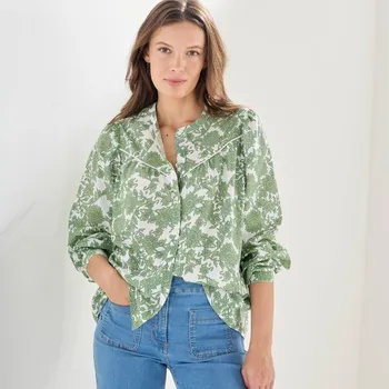 Dámská halenka Halenka na knoflíčky s potiskem režná/zelená 46