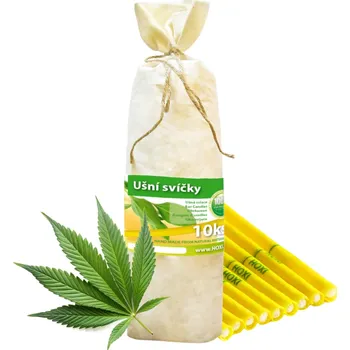 Ušní svíce HOXI s CANNABISEM v plátěném pytlíku 10ks