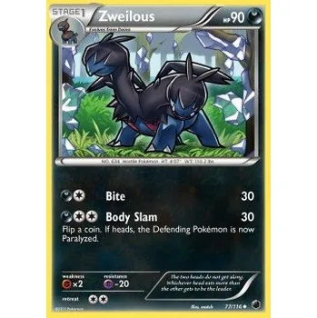 Sběratelská karetní hra Pokémon PLF 077/116 Zweilous - Plasma Freeze Stav: Excellent, Verze: NORMAL
