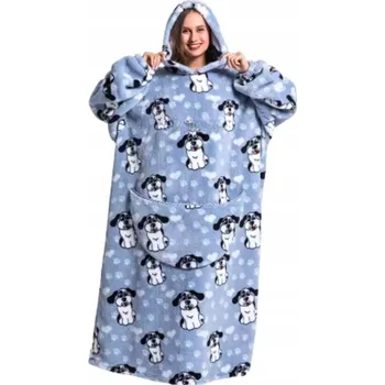 Dámská mikina Mikinová Deka Sladký pejsek LONG XXL Teplá Mikina Deka s kapucí Zimní