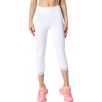 Dámské legíny Bellivalini Dámské 3/4 legíny capri s krajkou BLV50-224 Bílé S