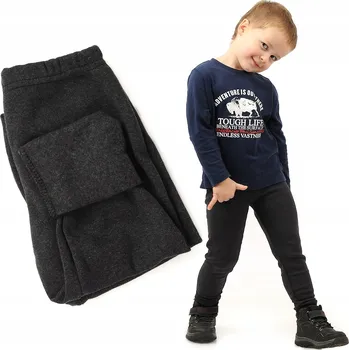 Dívčí legíny LAEMI dětské legíny dlouhé zateplené bavlna šedé velikost 134