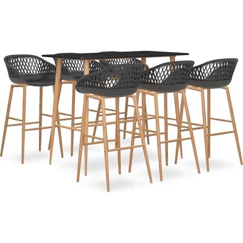 Jídelní set vidaXL 7dílný barový set [3057449] Barva: Černá a šedá