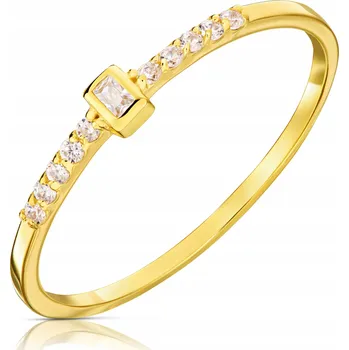Prsten NĚŽNÝ PRSTÝNEK S 585 ZIRKONY, TENKÝ SNUBNÍ PRSTEN, VEL. 13
