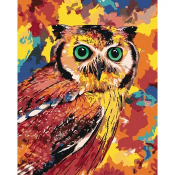 Hračka Diamantové malování Diamondi - BAREVNÁ SOVA, 40x50 cm, bez rámu a bez vypnutí plátna