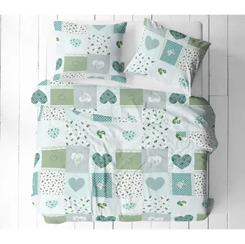 Povlečení Podpěrová s.r.o. Bavlněné povlečení PATCHWORK green Velikost: 140x220 cm (1 ks), 70x90 cm (1 ks)