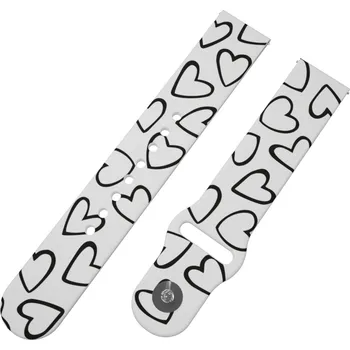 Chytré hodinky Strapido SRDCE ČERNOBÍLÁ řemínek 20 mm