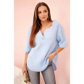 Dámská košile Dámská mušelínová košile s knoflíkem modrý UNI