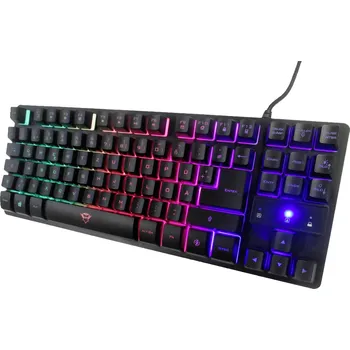 Klávesnice Trust GXT833 THADO TKL USB, kabelový herní klávesnice německá, QWERTZ černá, RGB s podsvícením, tlačítka multimédií