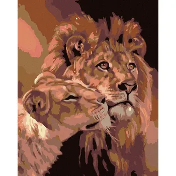 Dětské zboží Diamantové malování Diamondi - Diamantové malování - LEV S LVICÍ, 40x50 cm, bez rámu a bez vypnutí plátna