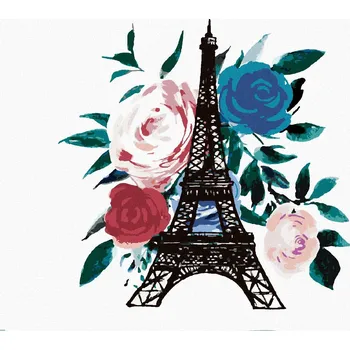 Dětské zboží Diamantové malování Diamondi - EIFFELOVA VĚŽ A RŮŽE, 40x50 cm, bez rámu a bez vypnutí plátna