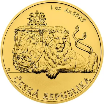 Zlatá uncová investiční mince Český lev 2019 stand