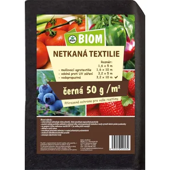 Mulčovací textilie Netkaná textílie černá 3,2 x 10 m, 50 g/m2