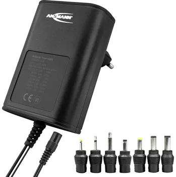 Ansmann 1201-0024 zásuvkový napájecí adaptér, nastavitelný, 12 V/DC, 9 V/DC, 7.5 V/DC, 6 V, 4.5 V/DC, 3 V, 1500 mA, 18 W