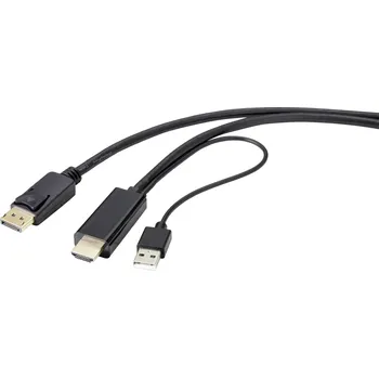 Audio kabel Renkforce DisplayPort / HDMI kabelový adaptér Konektor DisplayPort, Zástrčka HDMI-A 2.00 m černá RF-4600632 Kabel DisplayPort