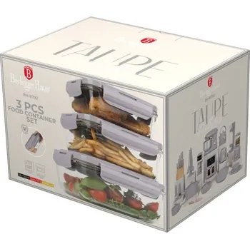 Dóza na potraviny BERLINGERHAUS Dóza na potraviny s víkem skleněná sada 3 ks Taupe Collection BH-8792