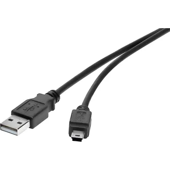 elektrický kabel Renkforce USB kabel USB 2.0 USB-A zástrčka, USB Mini-B zástrčka 0.30 m černá pozlacené kontakty RF-4455807