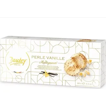 DESOBRY Sušenky s bílou čokoládou a vanilkovou náplní Perle Vanille 95g