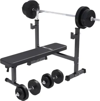 Posilovací lavice s činkovým setem 70 kg, skládací