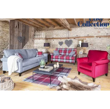 Pohovka BARRINGTON FURNITURE Venkovská sedací souprava Poppy červená kostkovaná