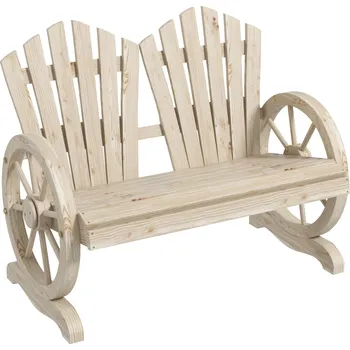 Zahradní lavice OUTSUNNY Zahradní lavice RUSTIK masivní 108 x 66 x 95 cm světlé dřevo