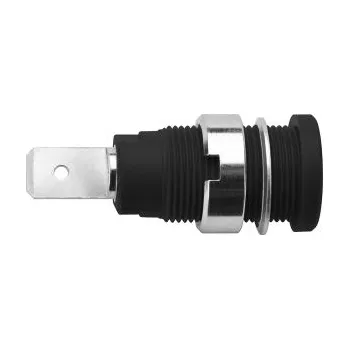 Elektrická zásuvka Banánek, 10A, 1000V, Černá, Samice, materiál kontaktu: Mosaz, délka: 35mm Banánková zdířka