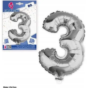 Balónek Ouda Party - 34palcový stříbrný fóliový balónek číslice 3
