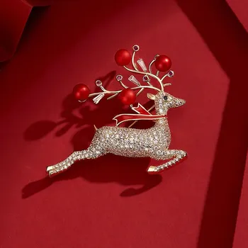 Brož Éternelle Vánoční brož Swarovski Elements Rudolf - vánoční sob B2426-LXT0342 Zlatá