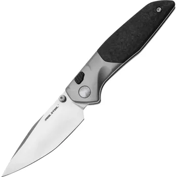 kapesní nůž Real Steel Hoeft | Satén | Stříbrný Titan & Shred Carbon Fiber RE-7901SF