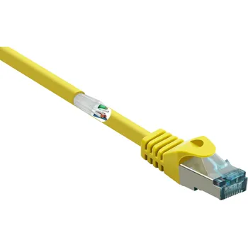 Datový kabel Renkforce RF-5153664 RJ45 síťové kabely, propojovací kabely CAT 6A S/FTP 10.00 m žlutá s ochranou, samozhášecí 1 ks