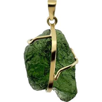 Přívěsek Zlatý oboustranný přívěs s vltavínem