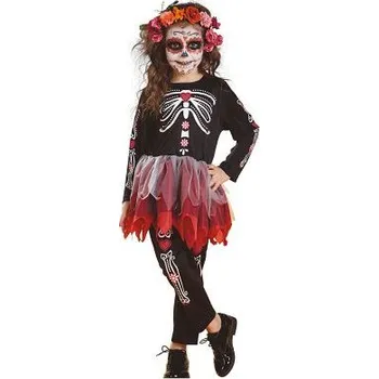 ALBI Kostým dětský Mexická kostra s červenou sukní vel. 10-12 let