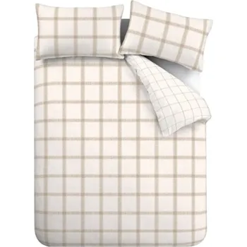 Povlečení Béžové bavlněné povlečení na dvoulůžko 200x200 cm Oxton Check – Bianca ID_1798138