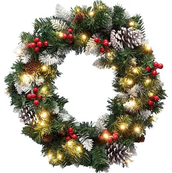 Venkovní osvětlení LED Vánoční věnec 35xLED/3xAA 8 funkcí pr. 45 cm IP44 teplá bílá