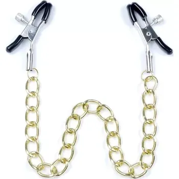 Fetish kovové svorky na bradavky s řetízkem zlaté