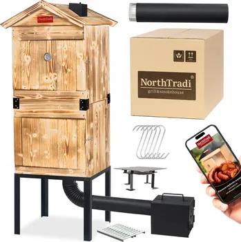 Udírna TRENDIE Udírna XXL dřevěná s kovovým komínem