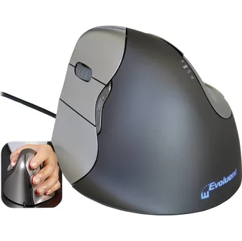 Myš Evoluent Vertical Mouse 4 VM4L optická ergonomická myš, přenos USB, 6 tlačítko, 2800 dpi, šedá, stříbrná