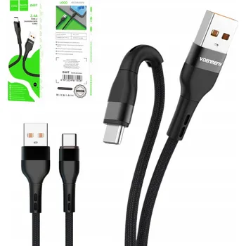 Datový kabel Kabel Denmen USB - USB typ C 1 m černý