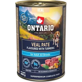 Krmivo pro psa Ontario Adult telecí pate s příchutí kurkumy 400g